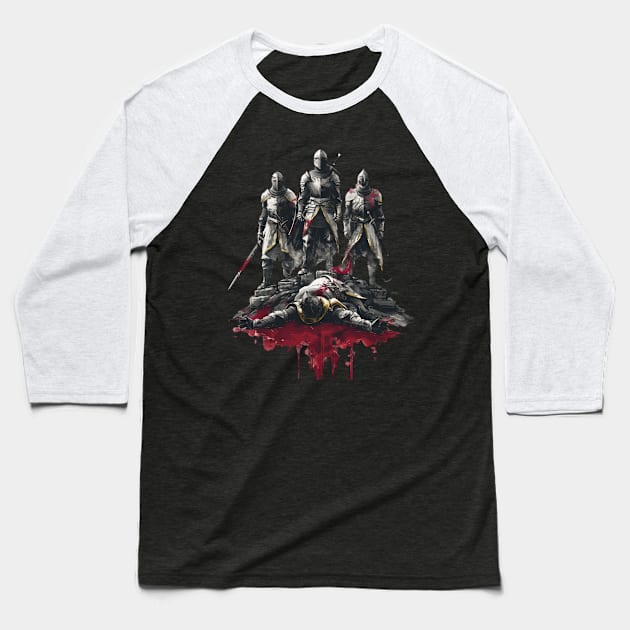 Dark Souls Sinister Secrets Baseball T-Shirt by Skeleton. listening to music